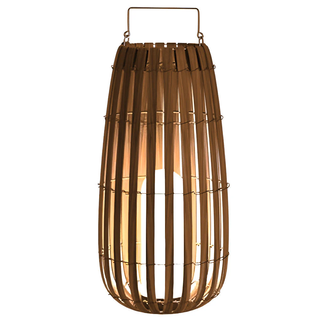 Handwoven Bamboo Solar Lantern Outdoor LED Rattan Light