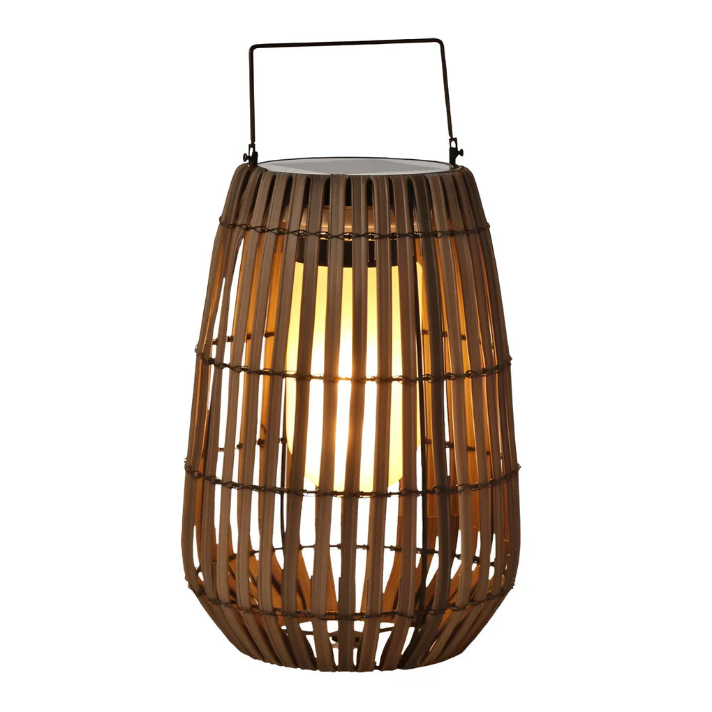 Handwoven Bamboo Solar Lantern Outdoor LED Rattan Light