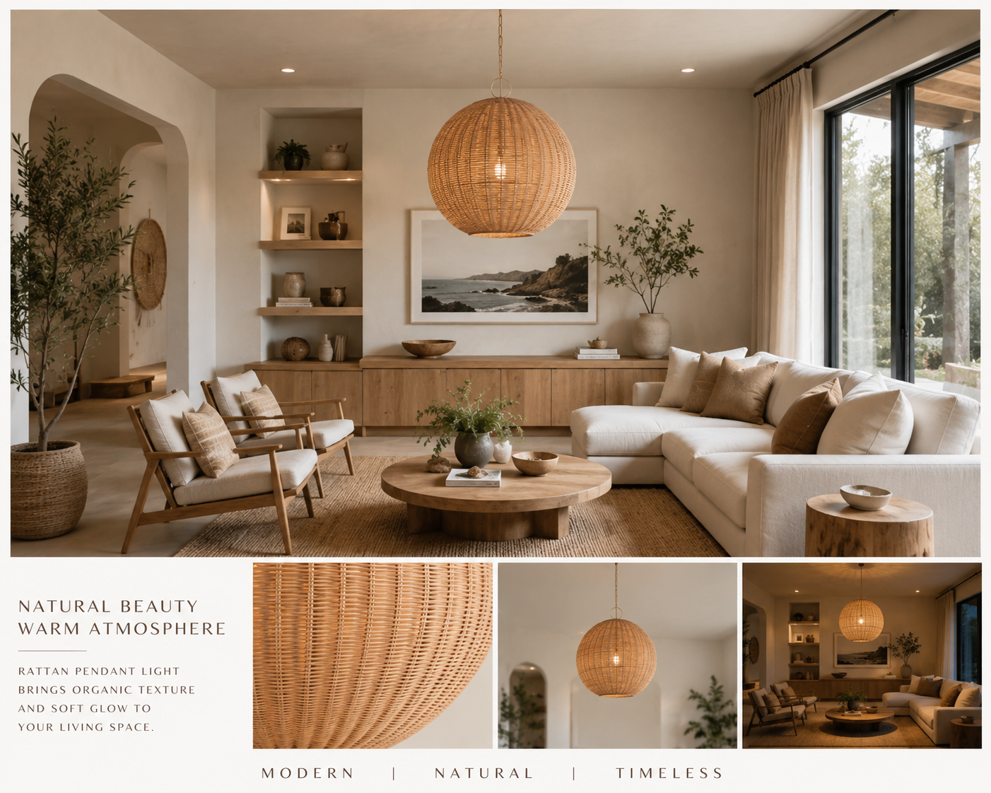 Commercial Handwoven Globe Rattan Pendant Light for Hospitality Projects