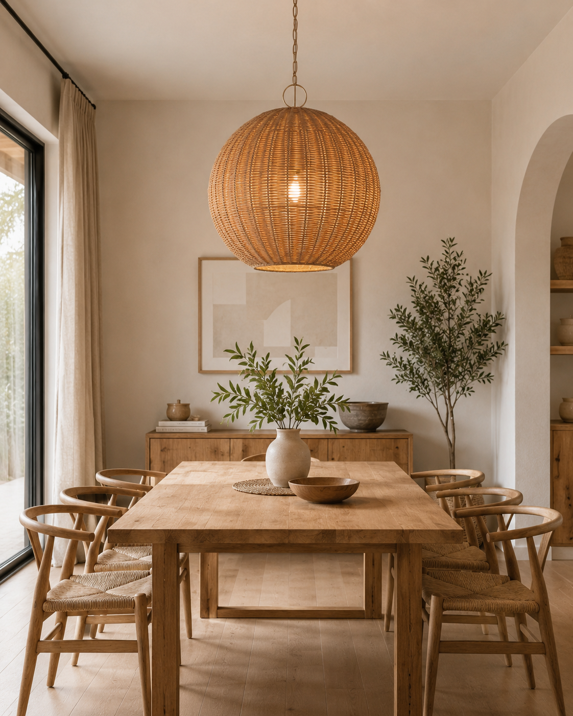 Commercial Handwoven Globe Rattan Pendant Light for Hospitality Projects