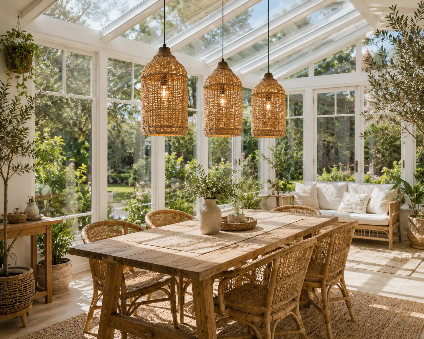 Natural Woven Rattan Pendant Light – Rustic Hanging Lamp for Hospitality & Interior Projects