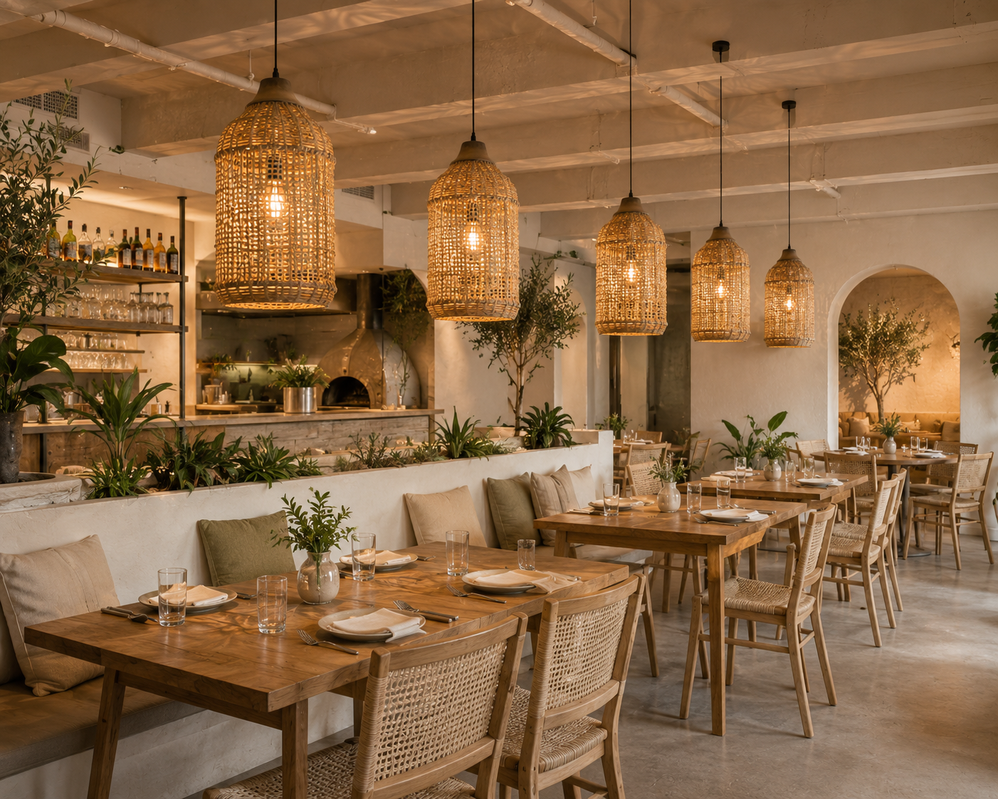 Natural Woven Rattan Pendant Light – Rustic Hanging Lamp for Hospitality & Interior Projects