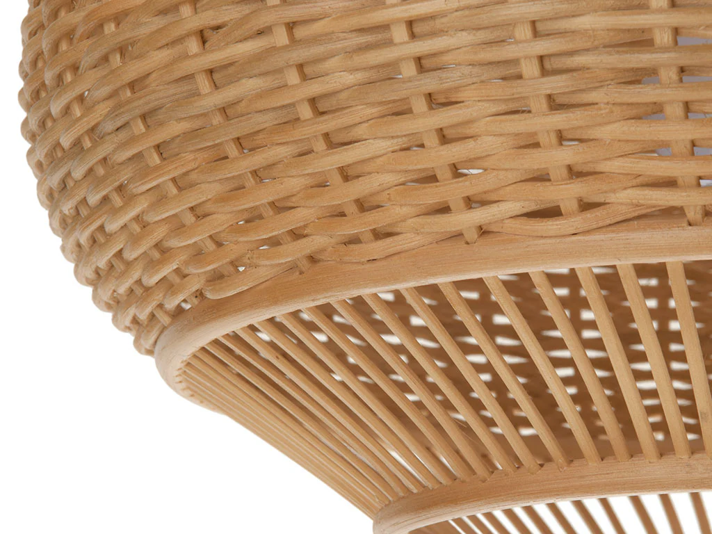 Handwoven Rattan Pendant Light 18in Wabi-Sabi Natural Fiber Hanging Lamp for Hospitality & Commercial Interiors