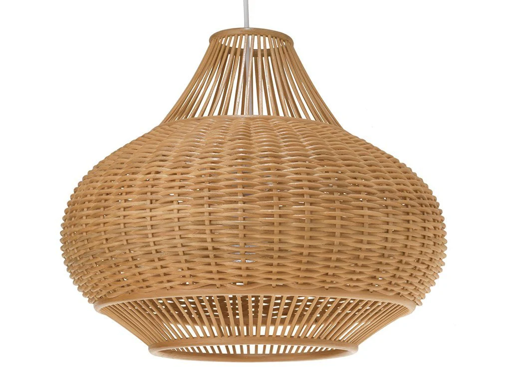 Handwoven Rattan Pendant Light 18in Wabi-Sabi Natural Fiber Hanging Lamp for Hospitality & Commercial Interiors