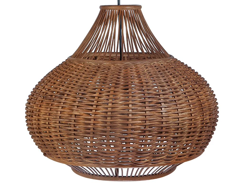 Handwoven Rattan Pendant Light 18in Wabi-Sabi Natural Fiber Hanging Lamp for Hospitality & Commercial Interiors