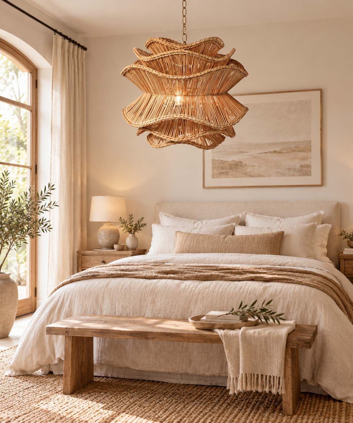 Sculptural Layered Hand Woven Rattan Chandelier for Hospitality & Retail Projects | OEM ODM