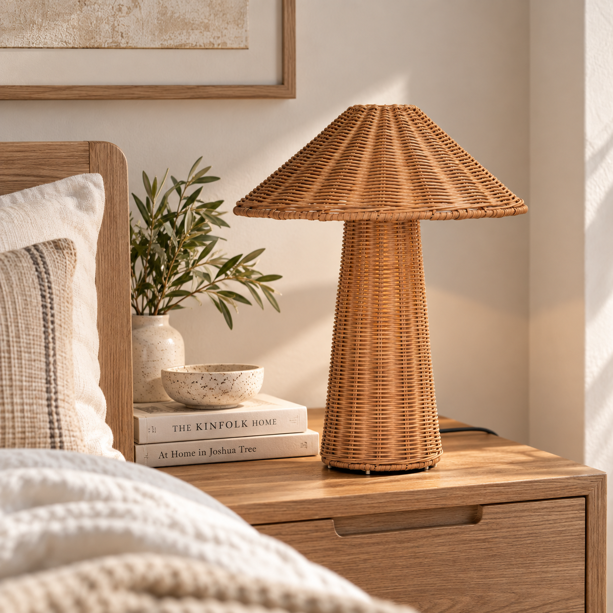 Hand Woven Rattan Mushroom Table Lamp for Hotel Resort & Retail Projects | OEM ODM