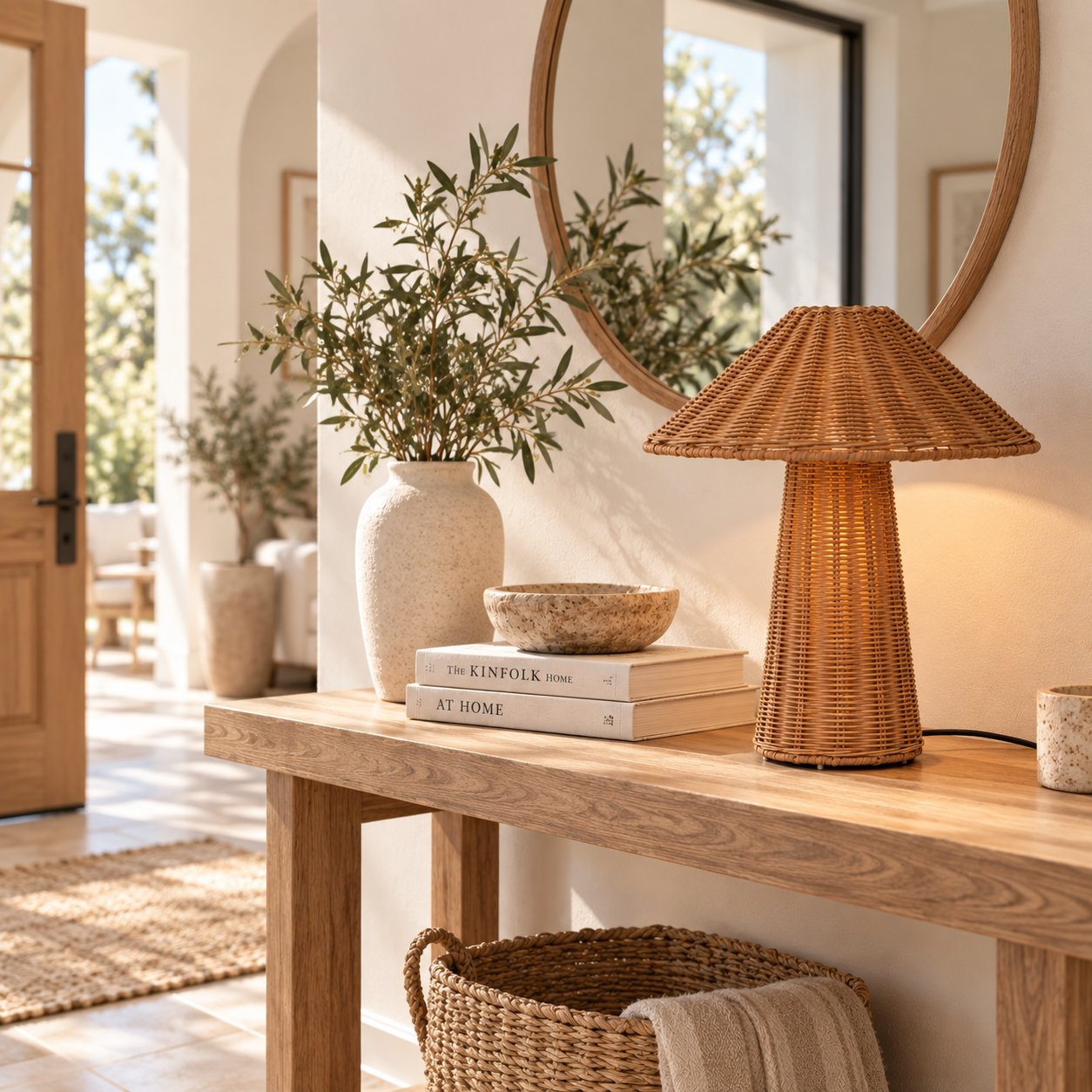 Hand Woven Rattan Mushroom Table Lamp for Hotel Resort & Retail Projects | OEM ODM