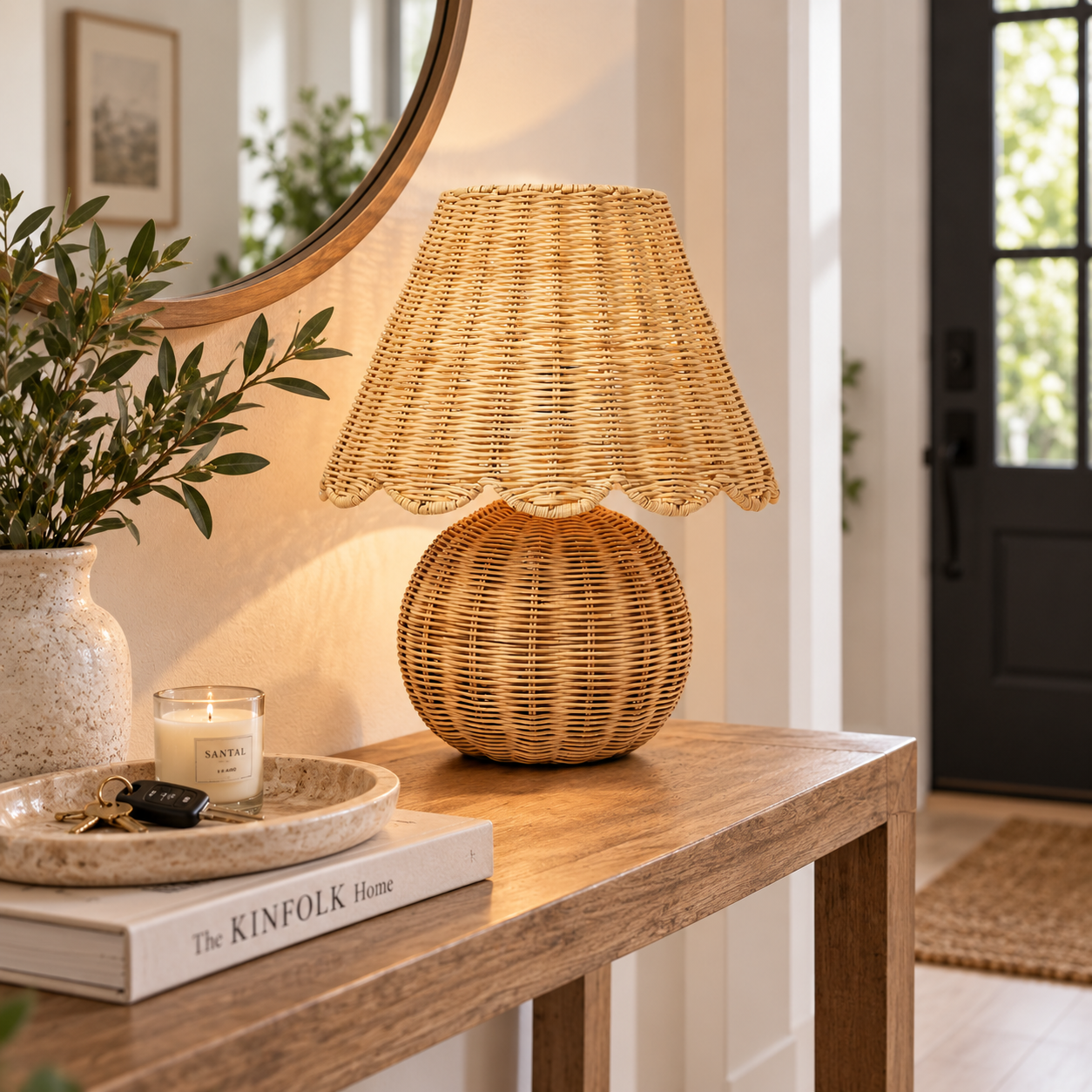 Scalloped Hand Woven Rattan Table Lamp for Hotel Resort & Retail Projects | OEM ODM