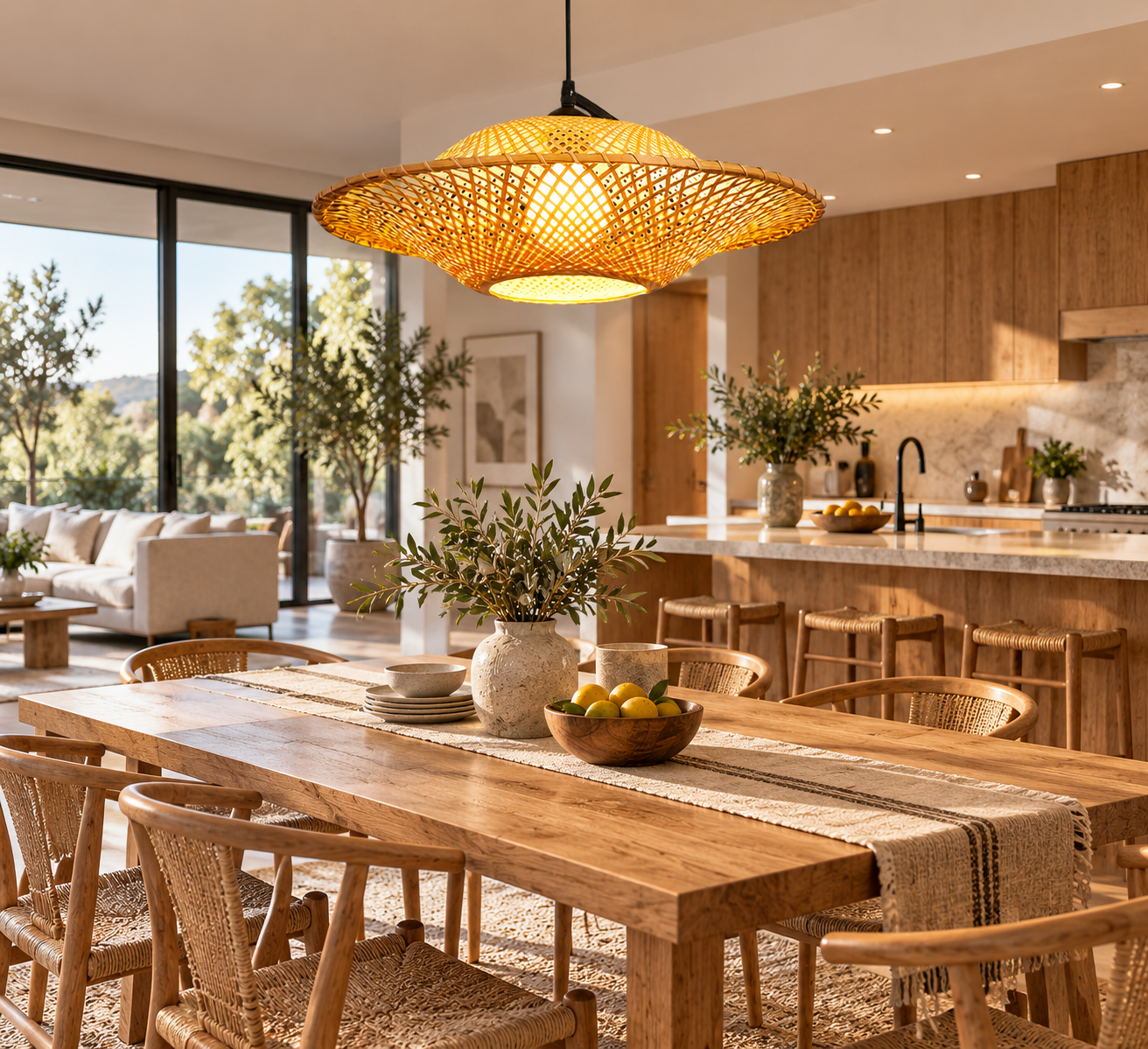 Hand Woven Rattan Pendant Light for Hospitality & Commercial Interior Projects