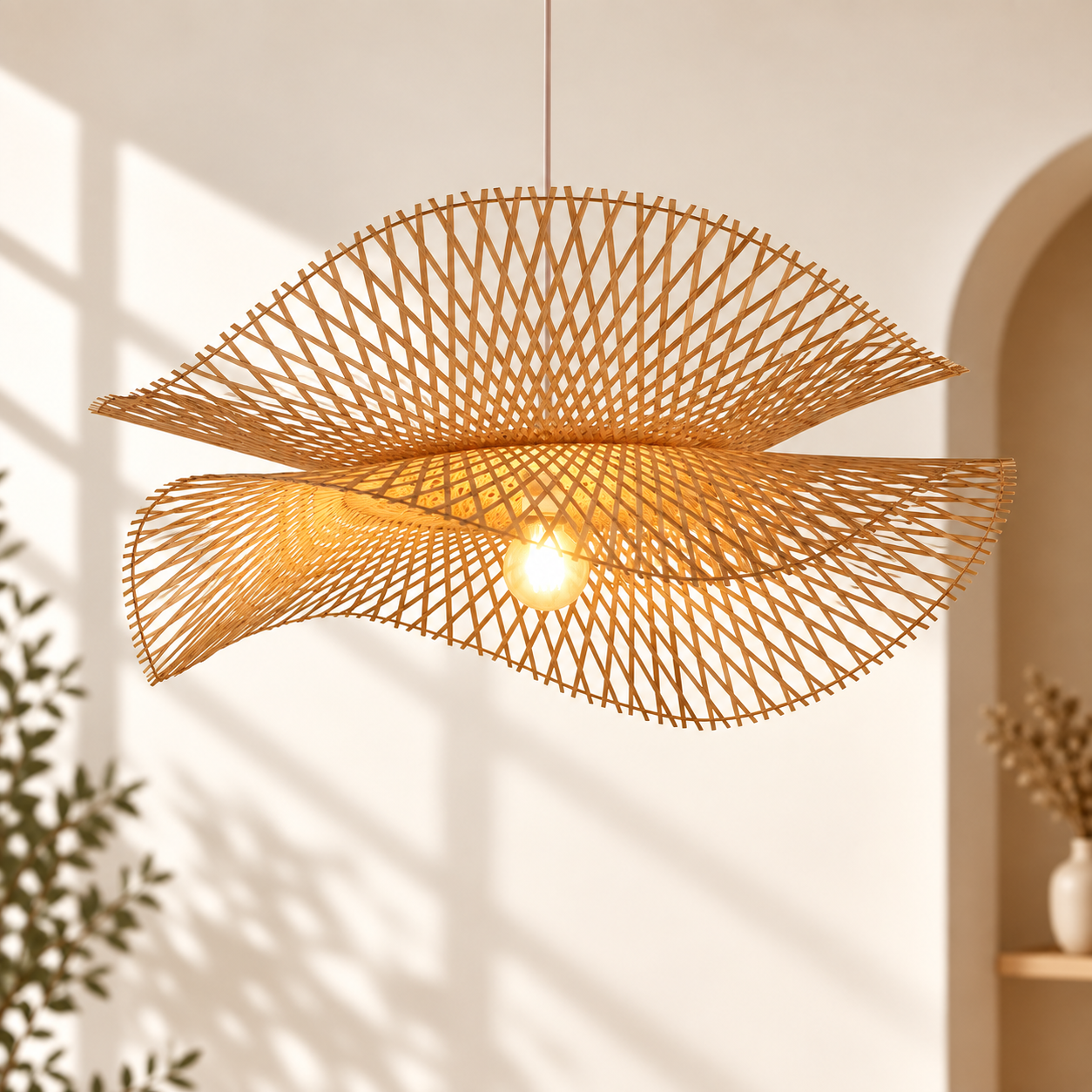 Sculptural Hand Woven Rattan Pendant Light for Hospitality & FF&E Projects
