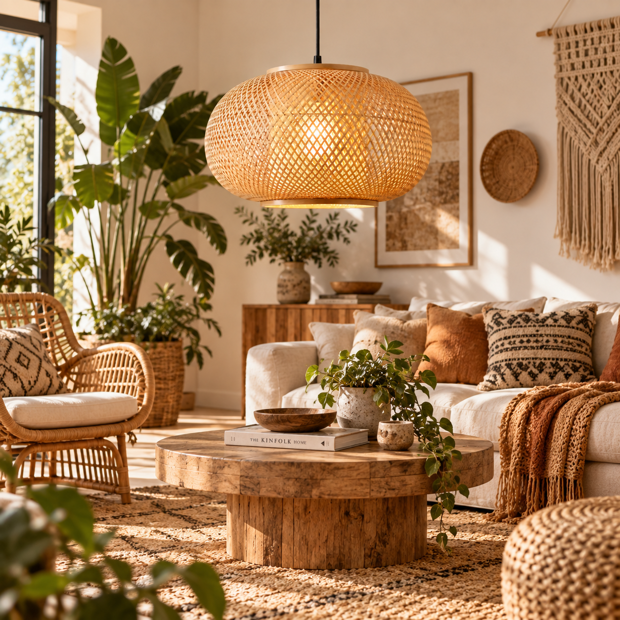 Oval Basket Hand Woven Rattan Pendant Light for Hospitality & FF&E Projects