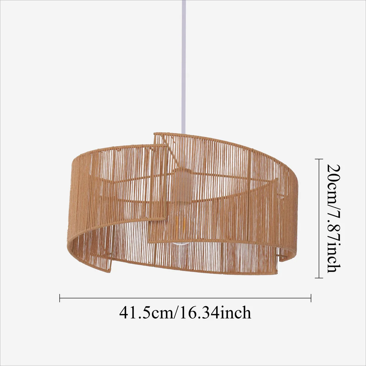 Modern Wavy Paper Rope Pendant Light Creative Curved Hanging Lamp 41.5cm