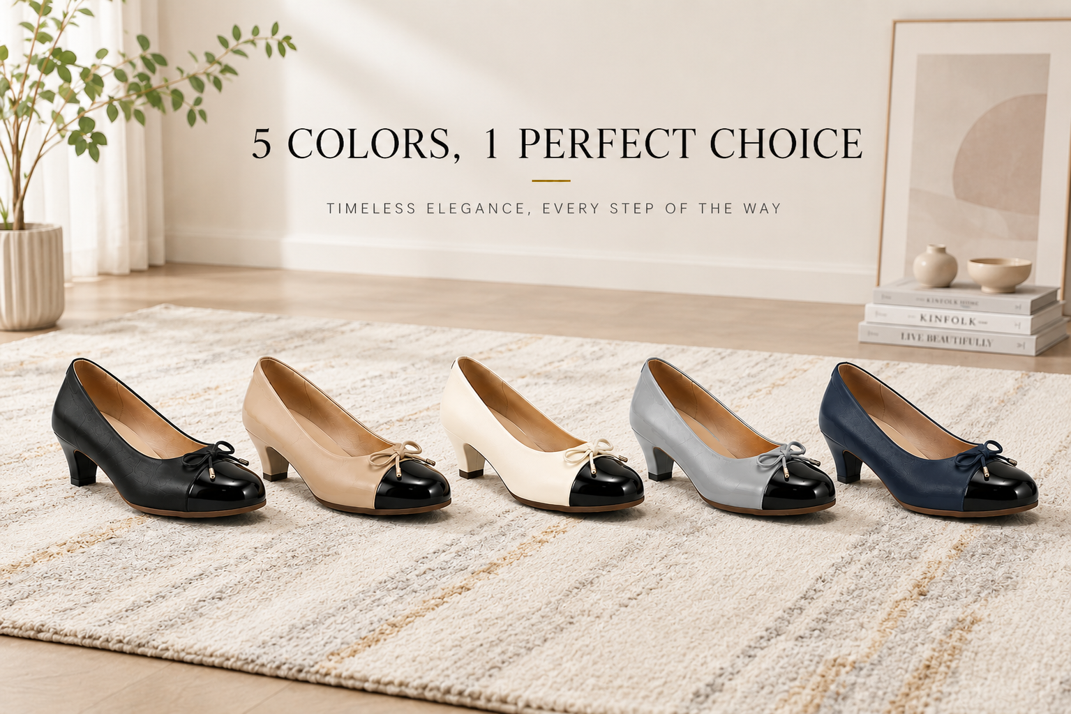 Guangzhou Comfortable Women PU Round Toe Low Heels with Bow Detail