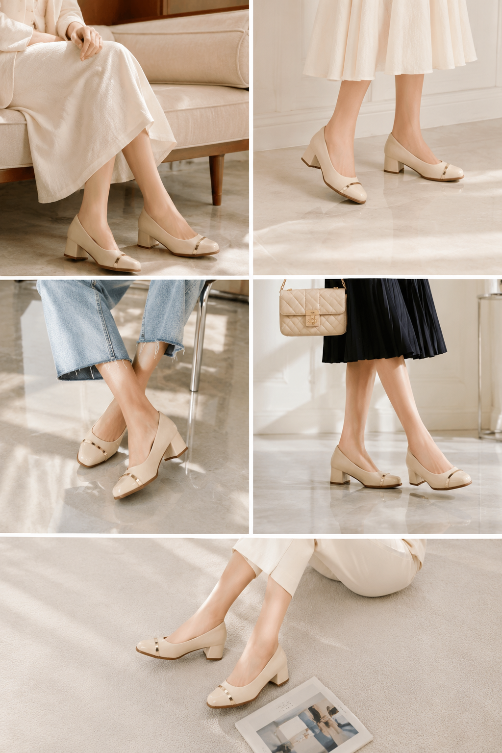 Guangzhou Comfortable Women PU Round Toe Block Heel Pumps – Elegant Office & Daily Wear Shoes