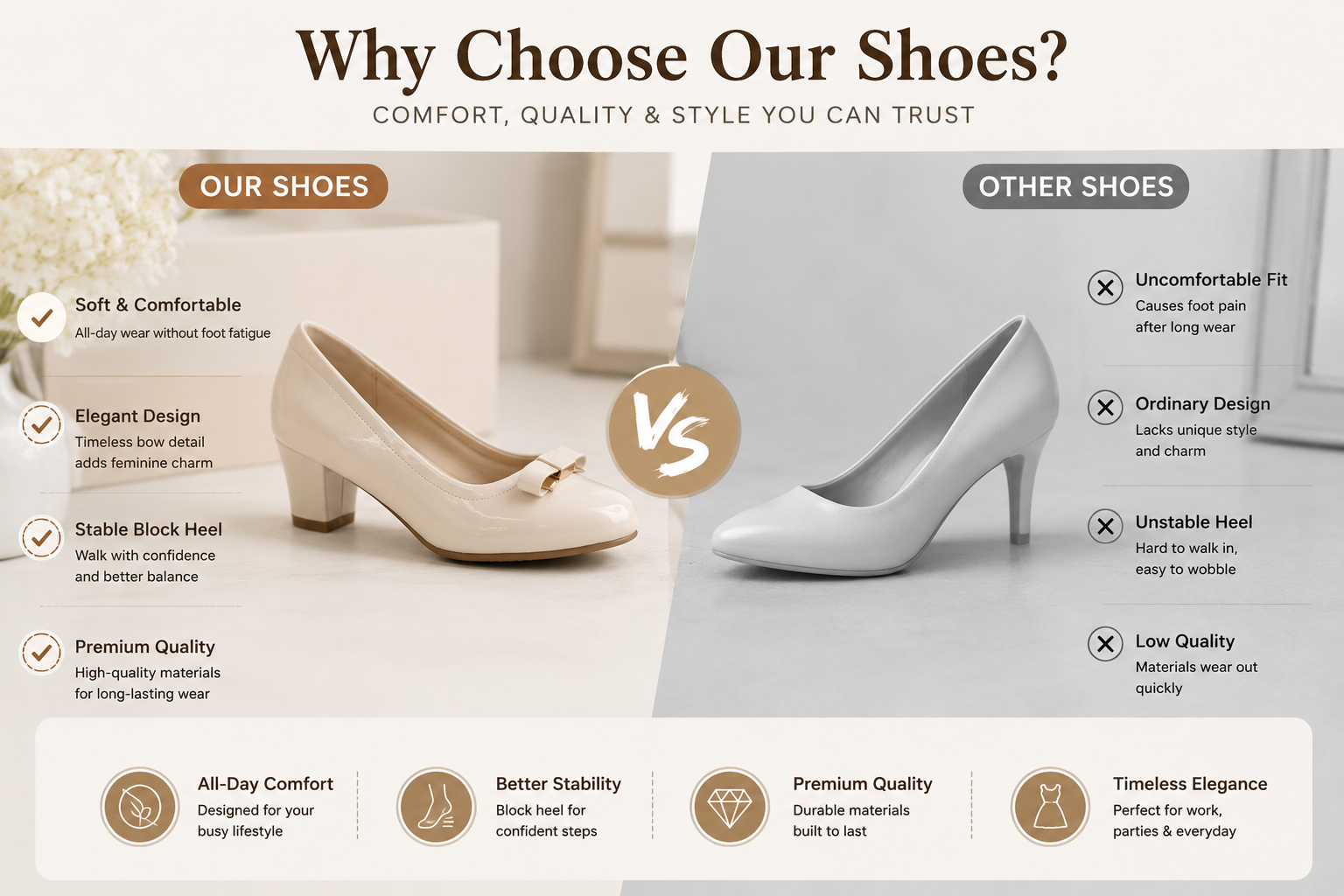 Guangzhou Comfortable Women PU Round Toe Heels Low Block Heel Dress Pumps
