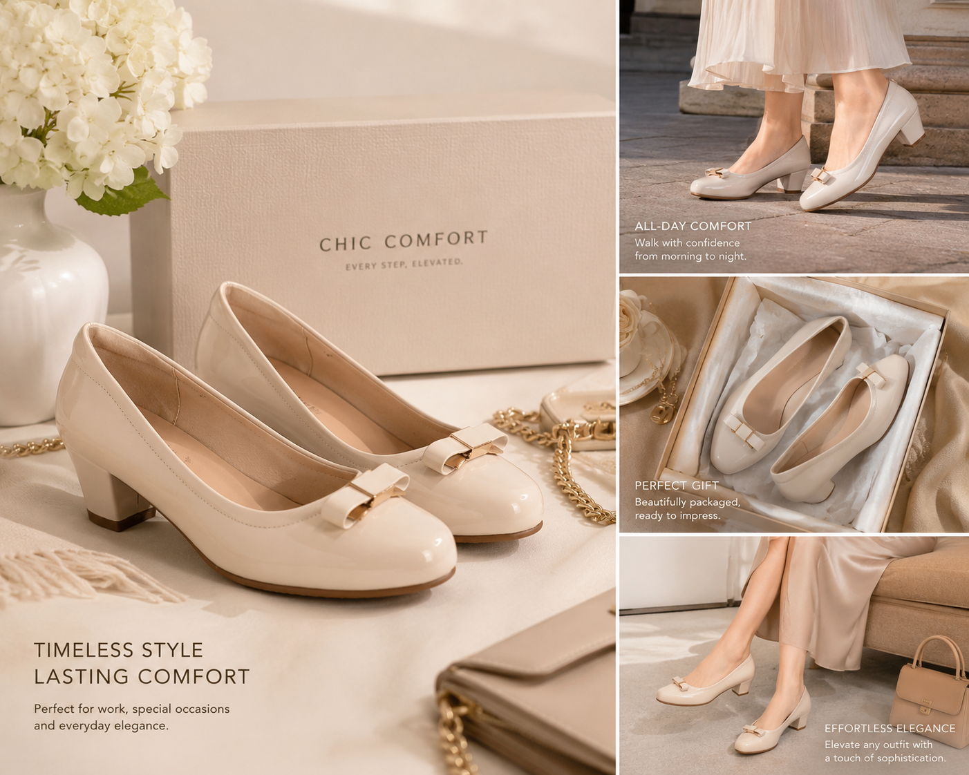 Guangzhou Comfortable Women PU Round Toe Heels Low Block Heel Dress Pumps