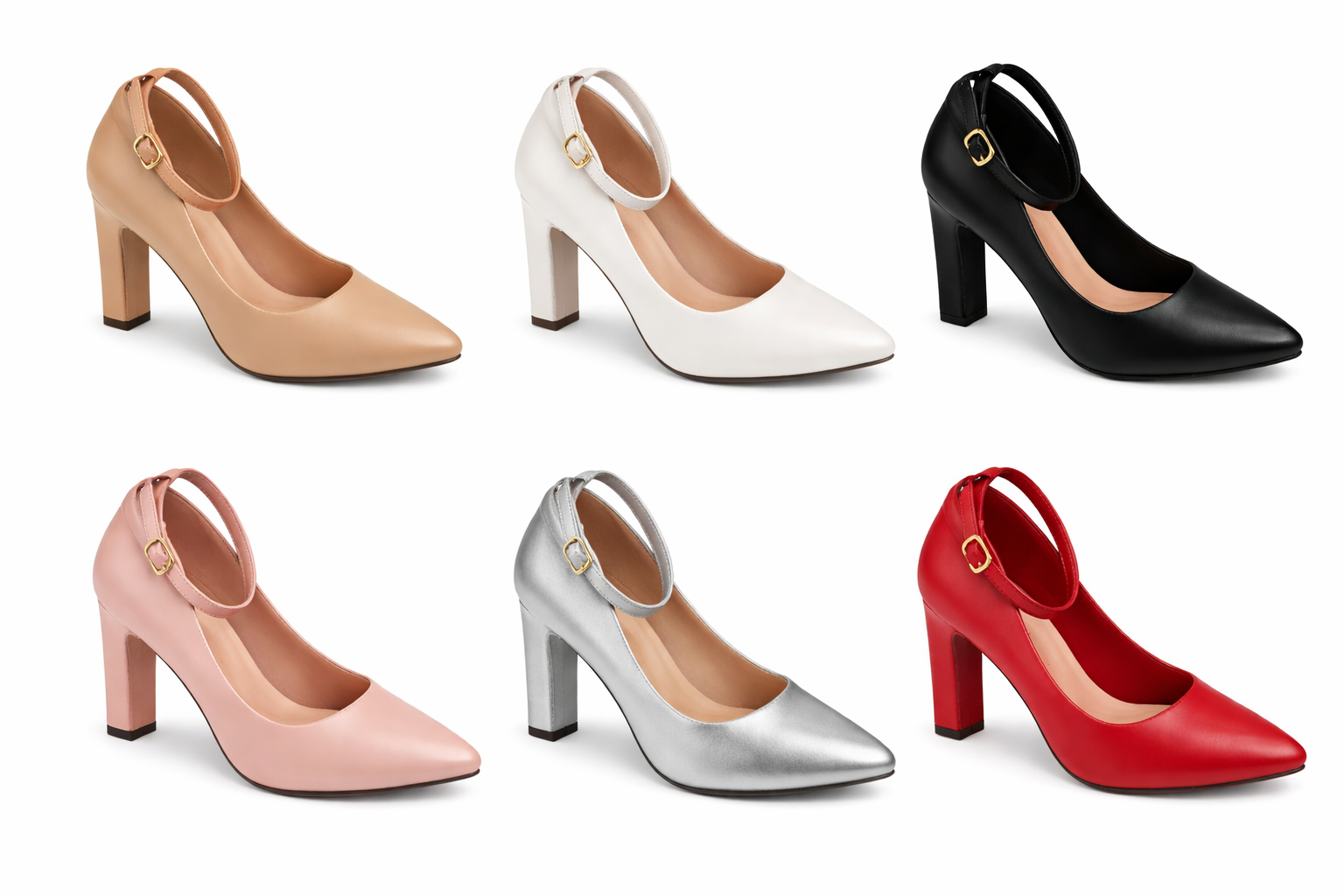 Women’s Ankle Strap Block Heel Pumps – Chic Pointed Toe Comfort Shoes