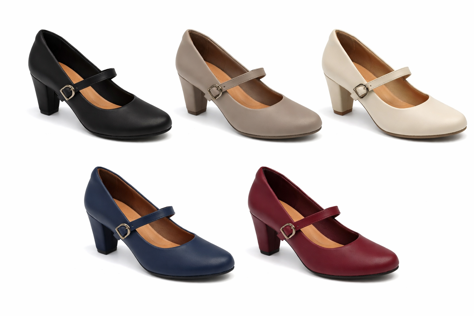 Lightweight Almond-Toe Mary Jane Heels for Women – Comfortable Block Heel Pumps