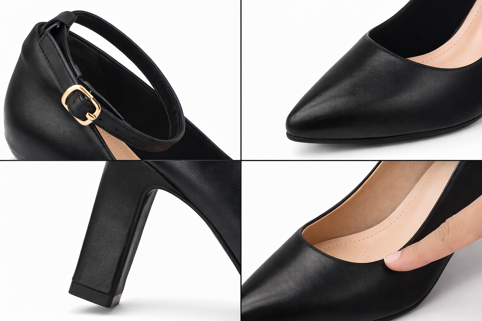 Women’s Ankle Strap Block Heel Pumps – Chic Pointed Toe Comfort Shoes