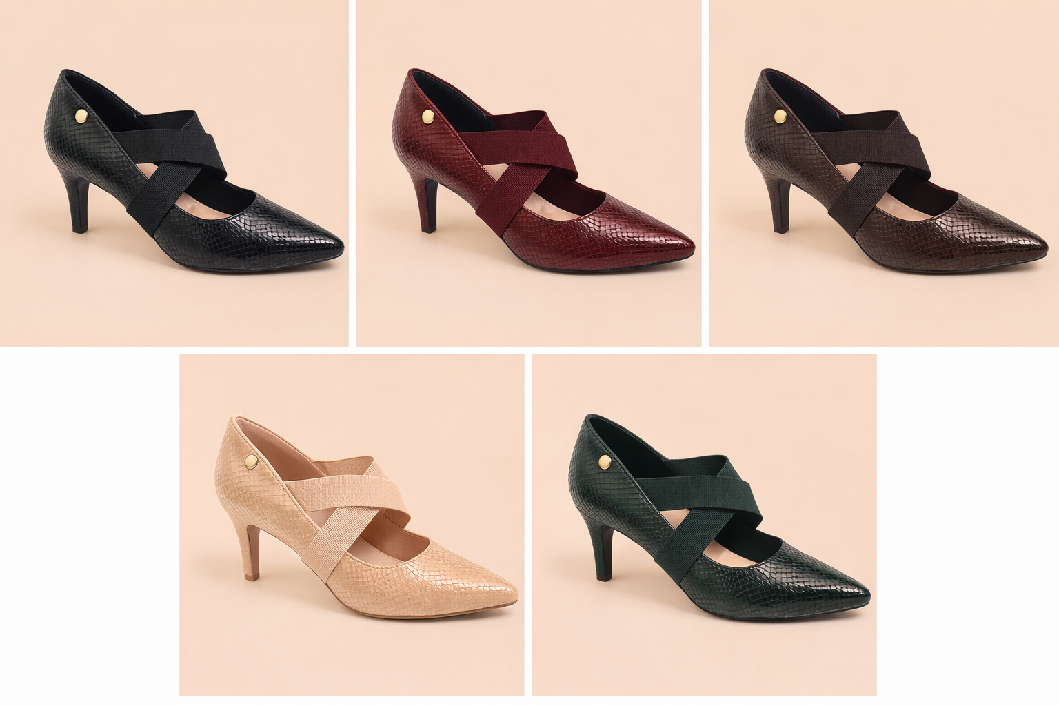 Elegant Crossover Strap Almond-Toe Mid Heels – Lightweight & Stress-Free Women’s Pumps