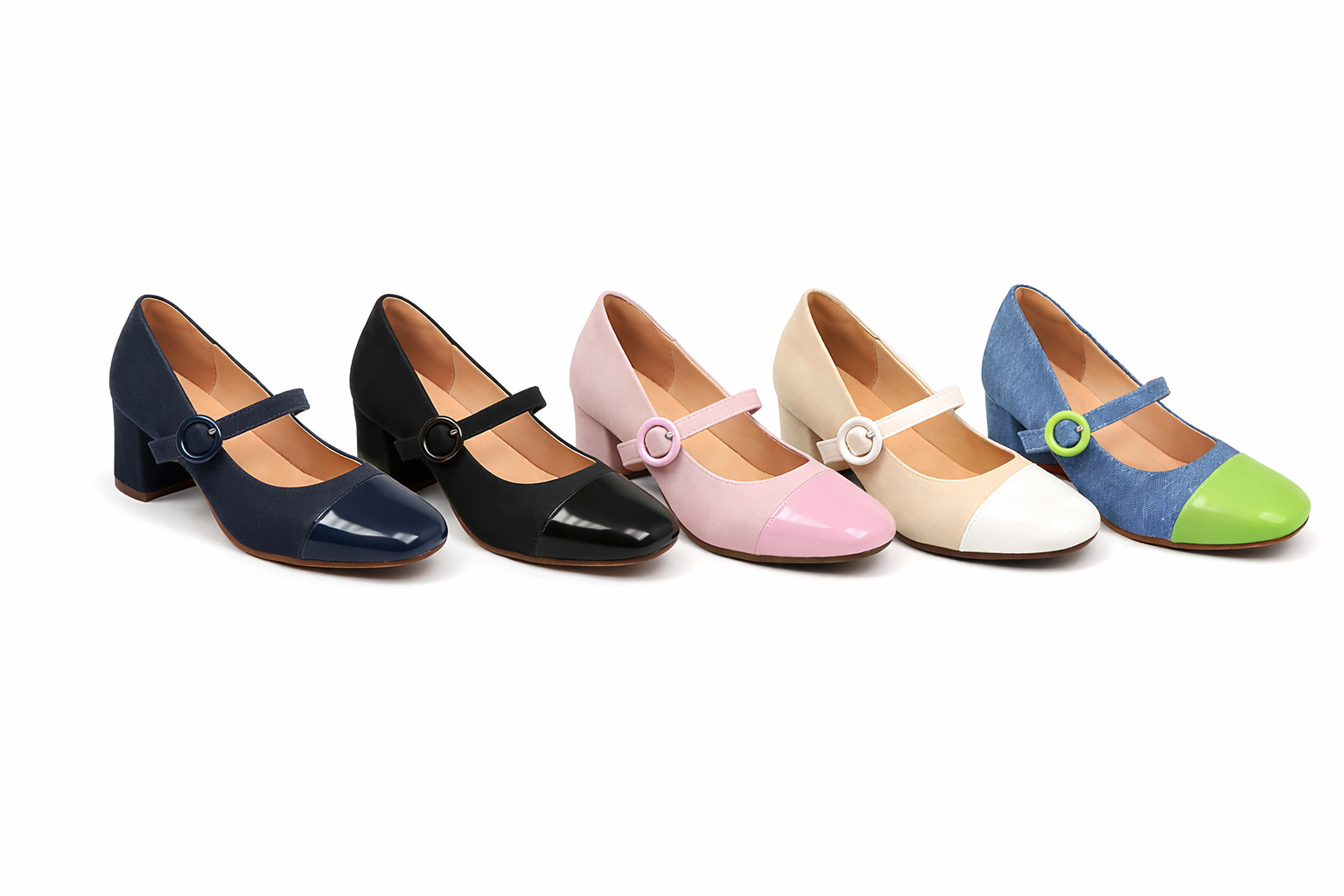 Women’s Almond Toe Mary Jane Block Heels – Lightweight Comfortable Office & Casual Pumps