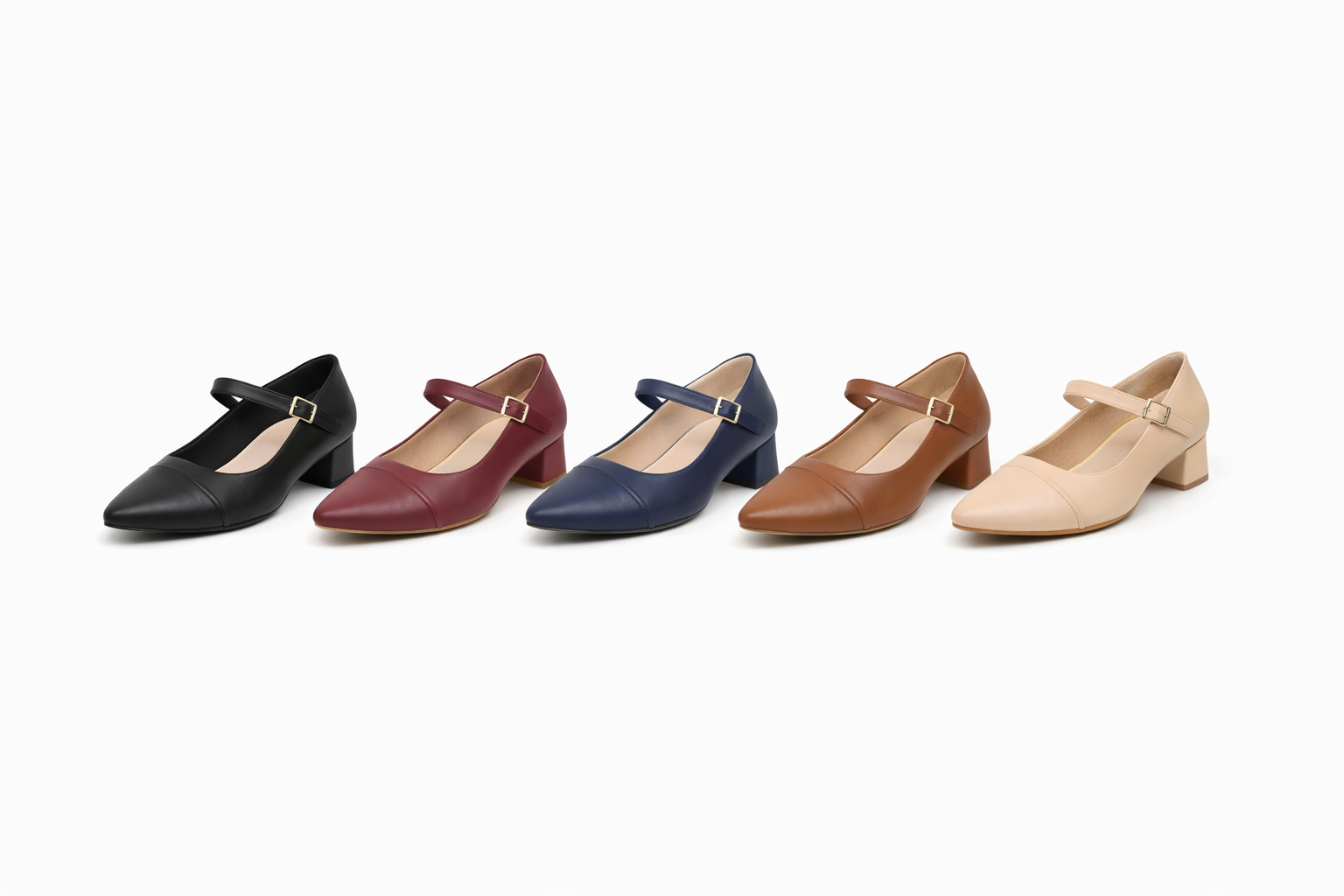 Women’s Stress-Free Almond Toe Mary Jane Block Heel Pumps