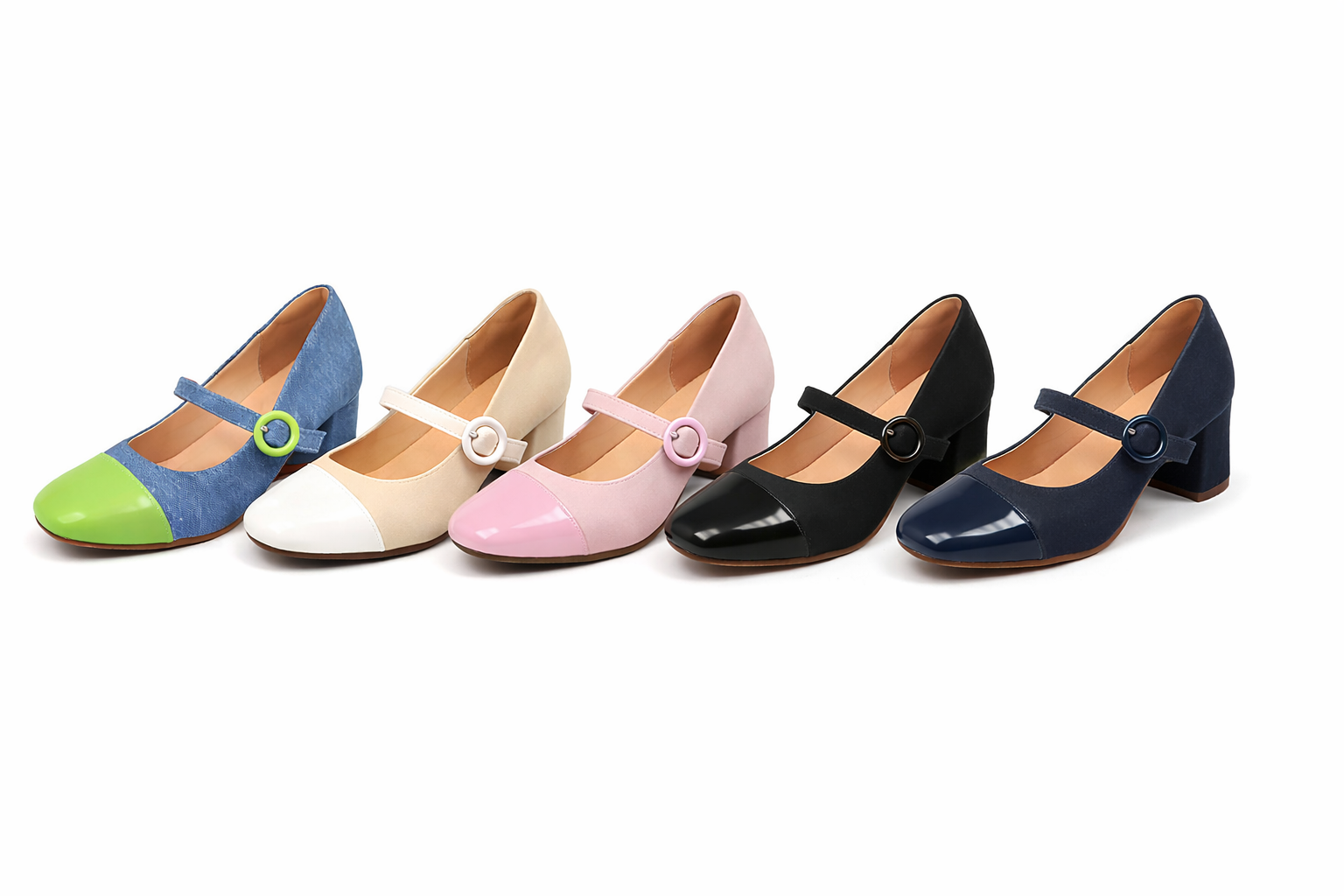 Women’s Almond Toe Mary Jane Block Heels – Lightweight Comfortable Office & Casual Pumps
