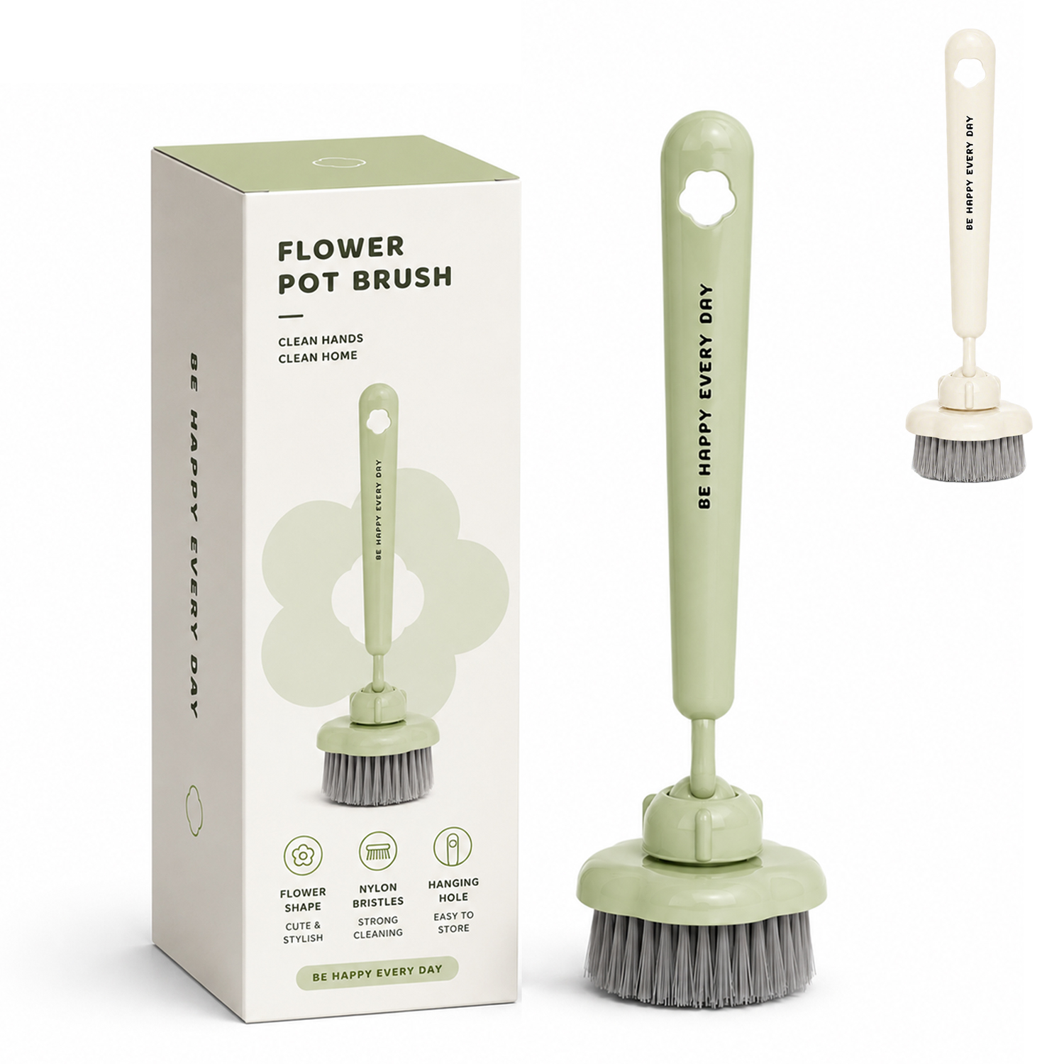 360 Rotatable Pot Brush with Handle and 