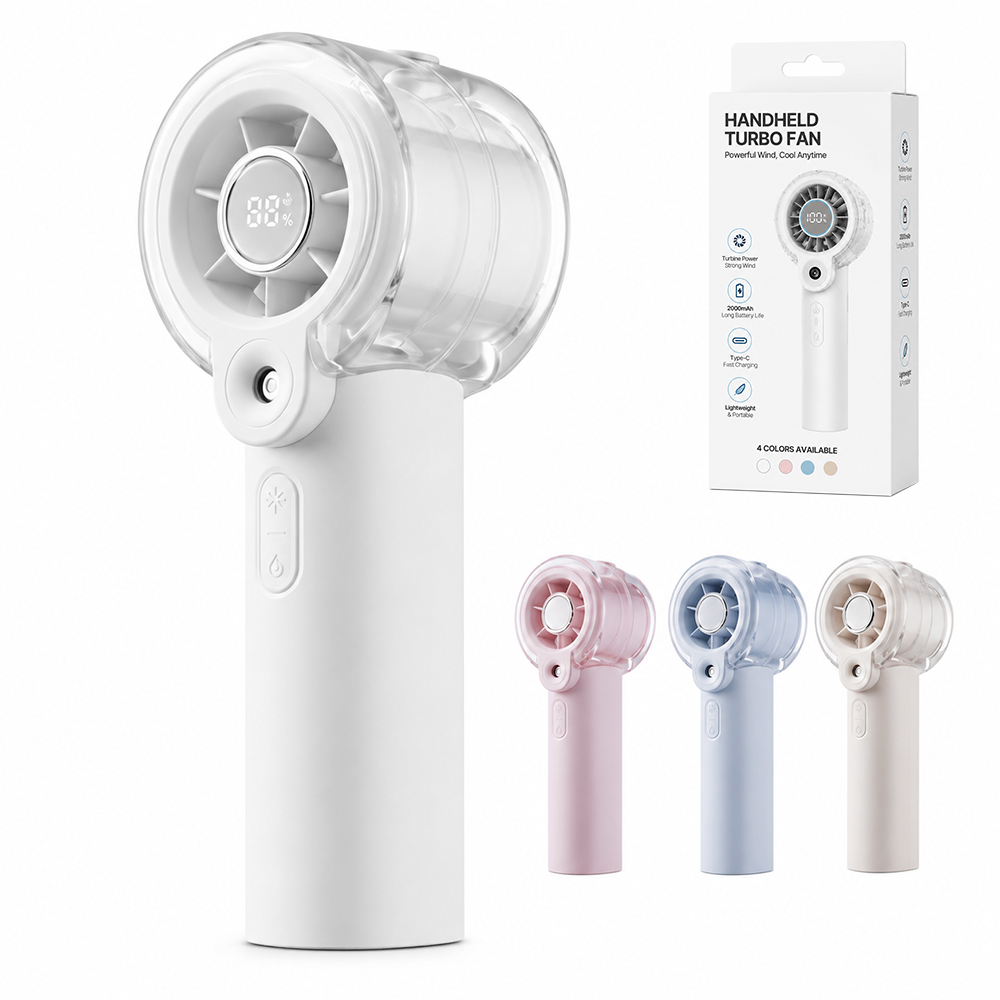 2026 New Turbo Handheld Mini Fan Digital