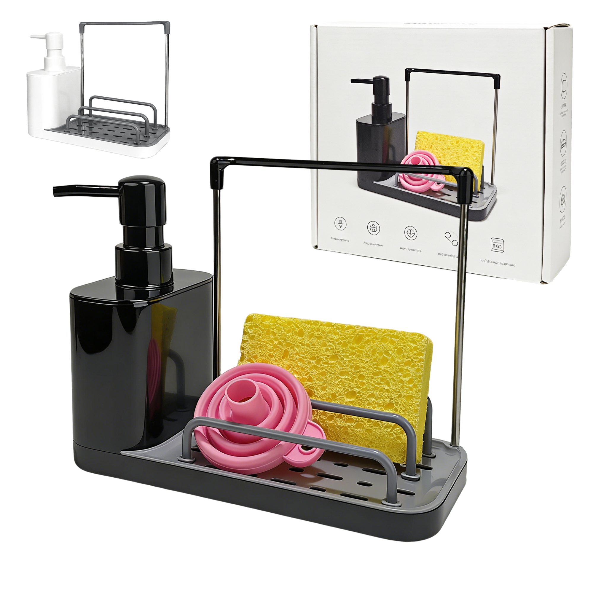 Modern Plastic Liquid Soap Dispenser Set