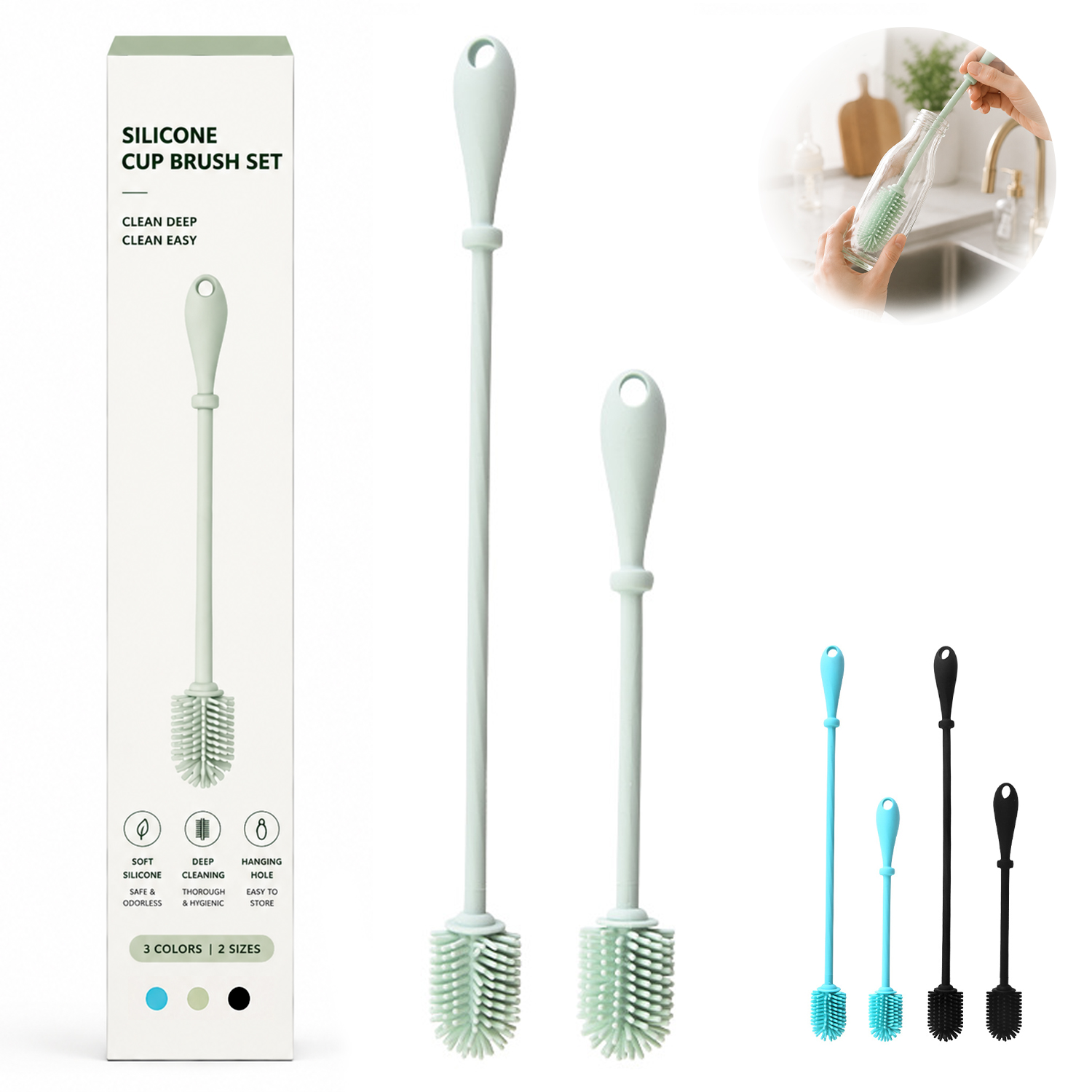 Long-Handled Silicone Cup and Bottle Cle