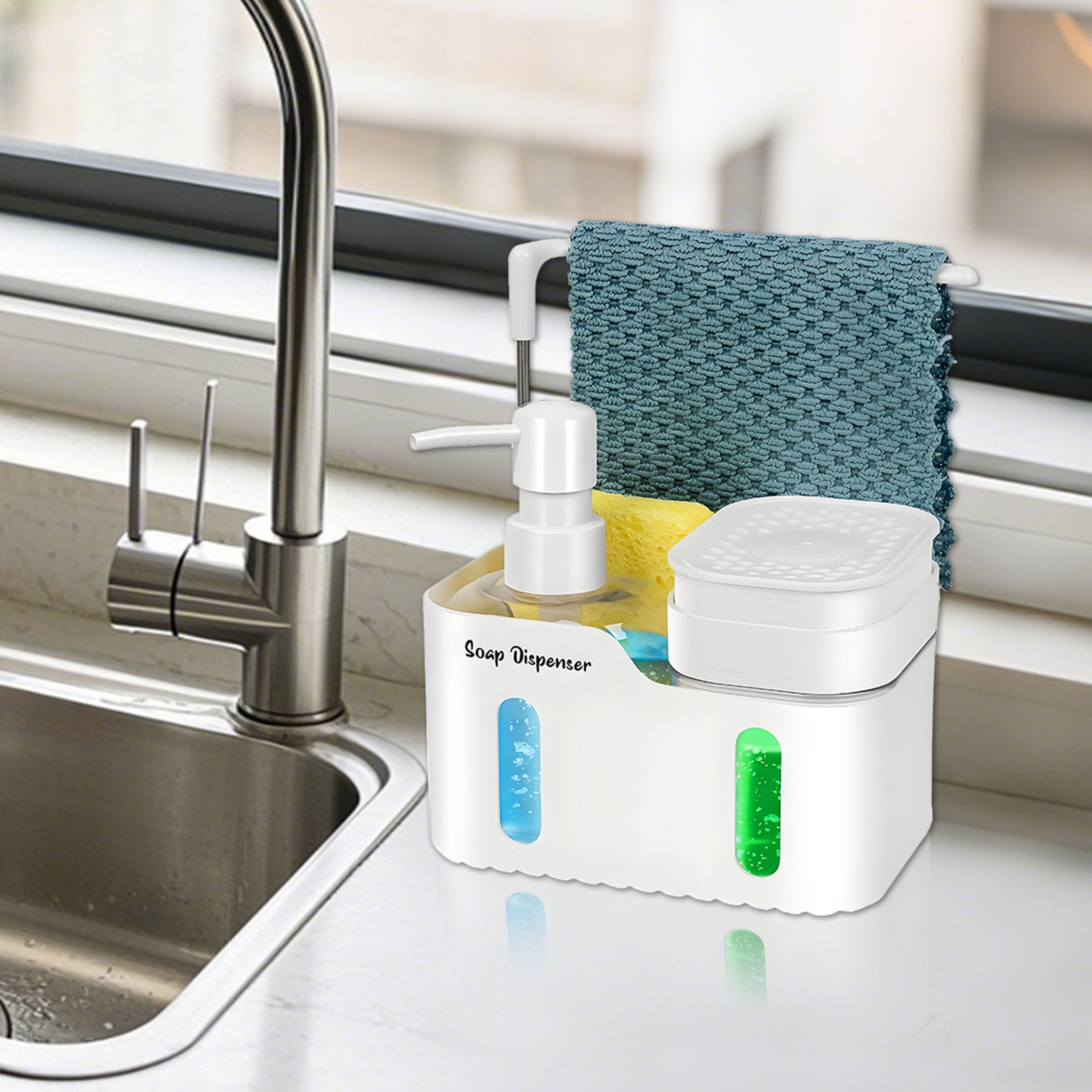 Dual-Function Plastic Soap Dispenser Set