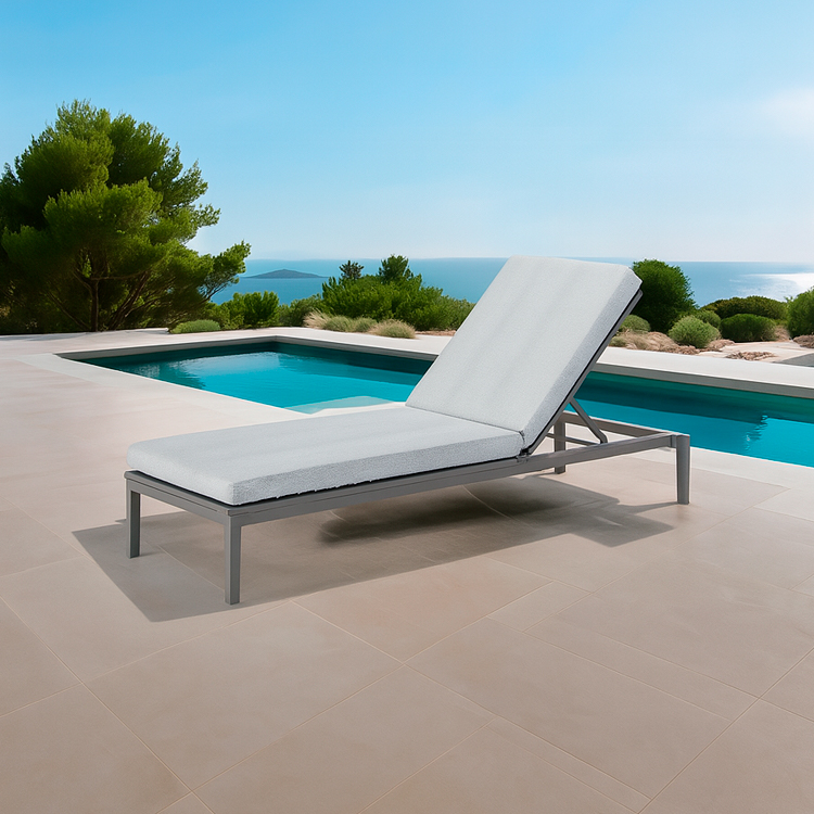 All-Weather Aluminum Frame Outdoor Sun Lounger Patio Chaise Lounge with Cushions