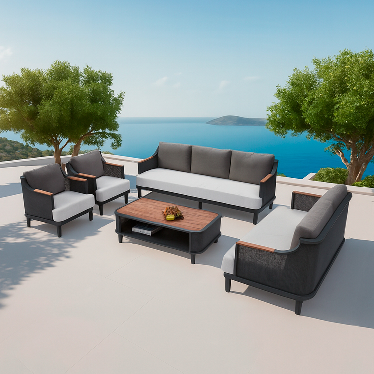 Modern Minimalist Backyard Outdoor Sofa Waterproof Lounge Garden Seating Furniture Patio Couch Set