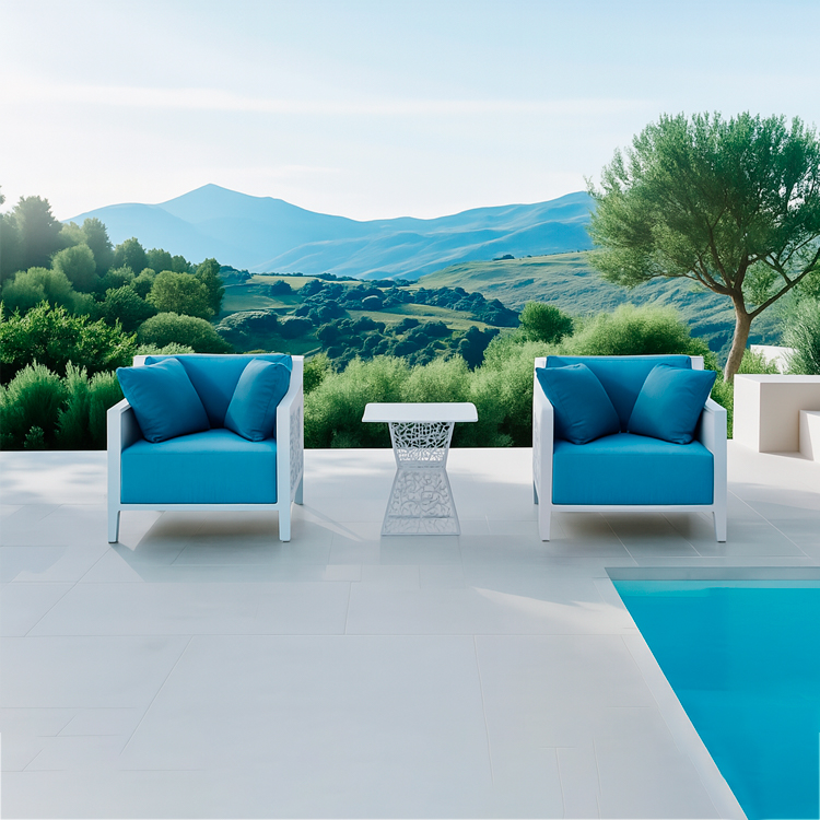 3‑Piece Solid Aluminum Waterproof Patio Seating Minimalist Poolside Lounge Chairs Set With Side Table