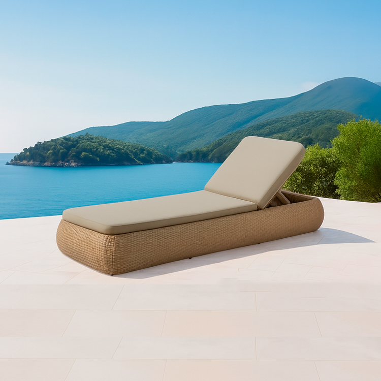 Adjustable Modern Waterproof Garden Lounger Outdoor Wicker Chaise Lounge with Durable Cushion