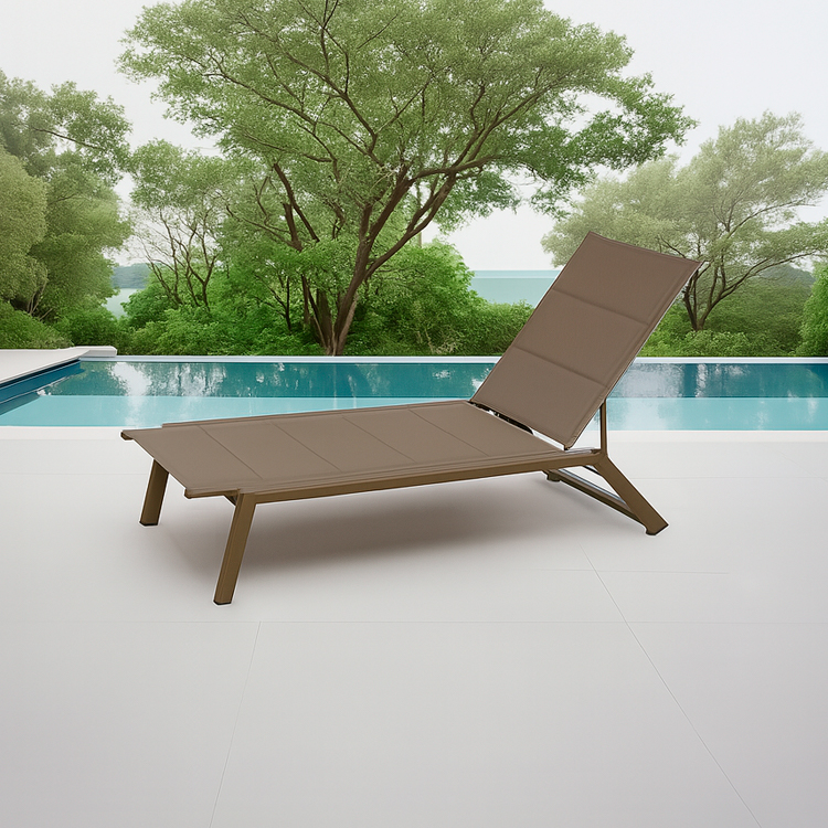 UV-Resistant Aluminum Lounger Modern Poolside Chaise Lounge