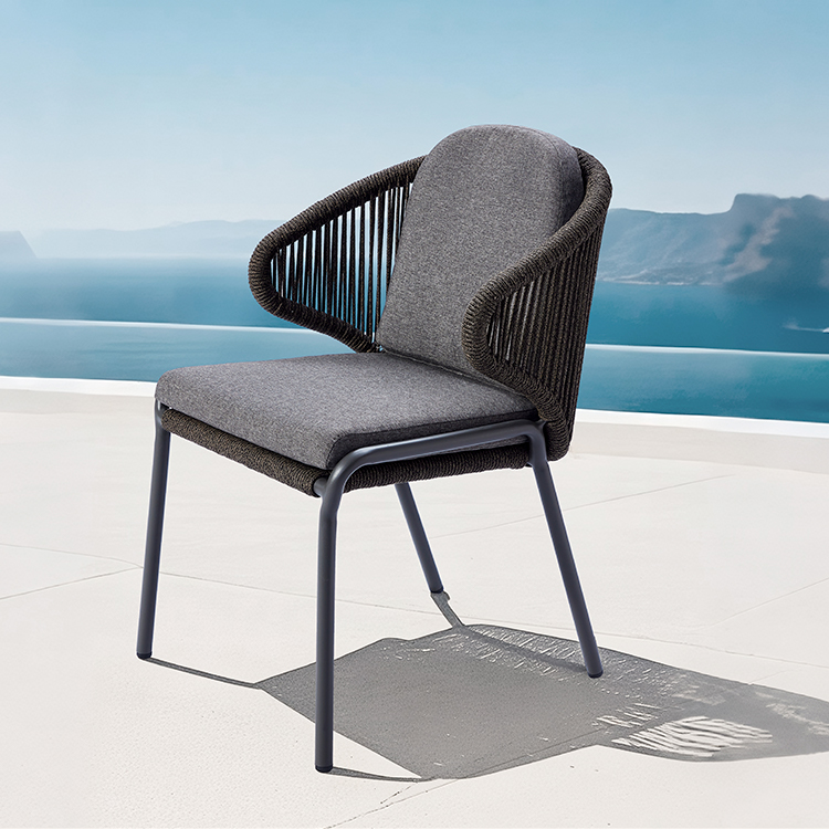 Contemporary Balcony Low Maintenance Aluminum Rope Woven Outdoor Chair with Cushion