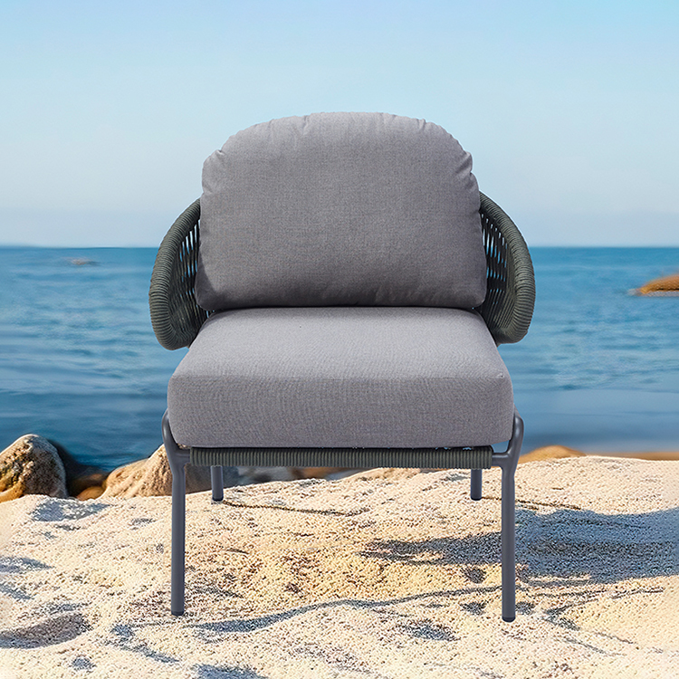 All-Weather Durable Outdoor Seating Set Balcony Patio Woven Rope Chair Furniture with Ottoman