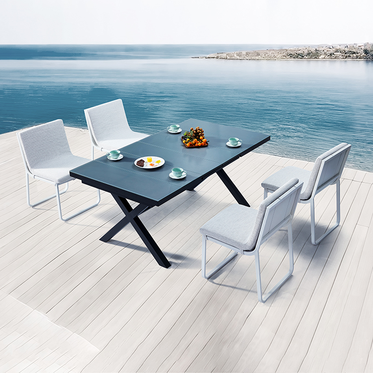 Multi-Piece Patio Furniture Set All-Season Aluminum Outdoor Balcony Dining Table Chair with Waterproof Cushion