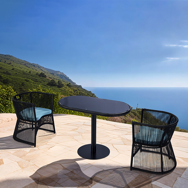 Versatile Space-Saving Outdoor Bistro Dining Furniture Compact Balcony Café Table and Wicker Chairs Set