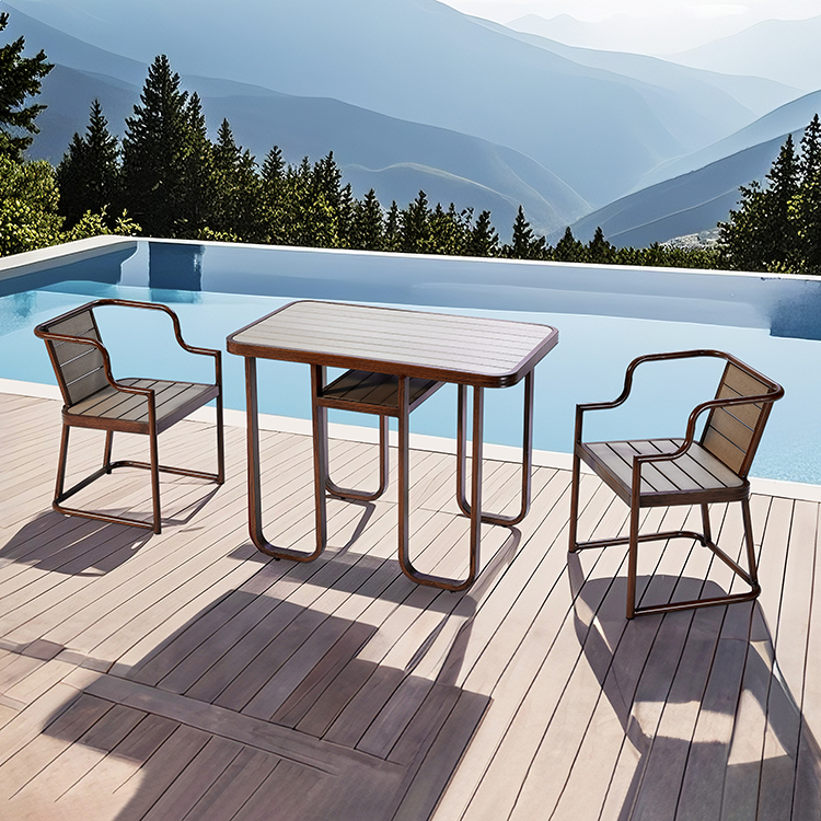 High-Quality Aluminum Outdoor Restaurant Seating Furniture Two-Seat Garden Dining Table and Chairs Set