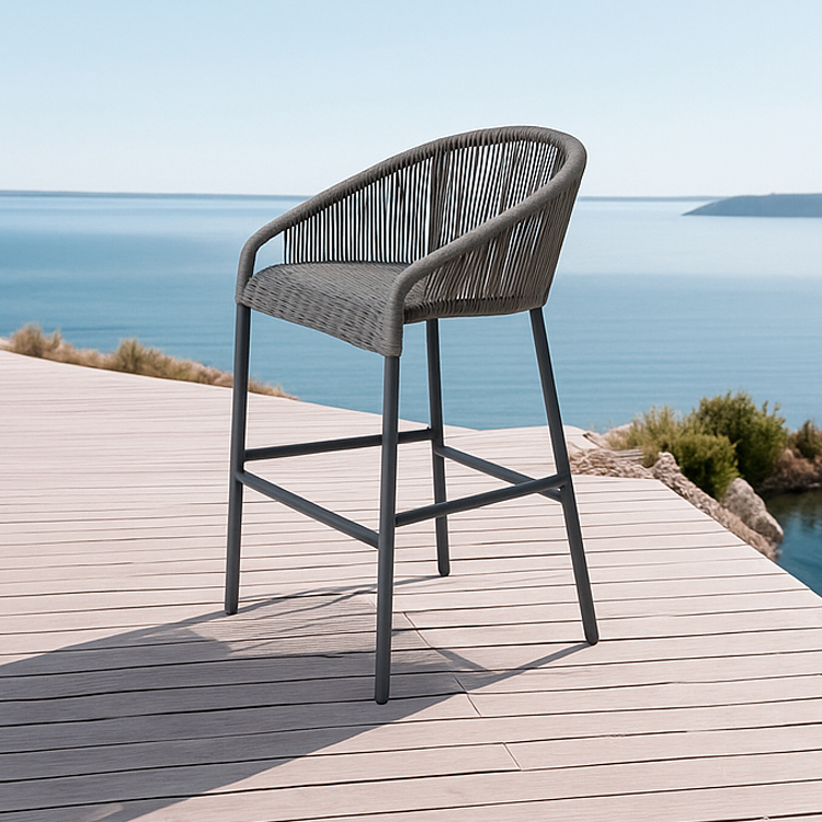 Lightweight and Durable Stylish Bistro Lounge Stool Rope Woven Outdoor Garden Bar Chair
