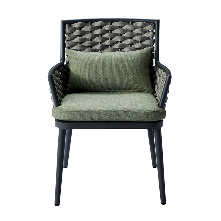Weatherproof Garden Furniture Aluminum Frame Weave Rope Outdoor Chair with Coffee Table for Seaside Villa Terrace