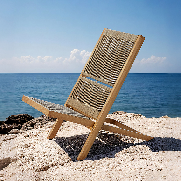 Scandinavian-Inspired Contemporary Outdoor Folding Chair with Rustproof Aluminum Frame and Rope Design