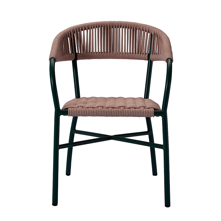 Luxury All-Weather Hotel Terrace Seating Woven Rope Garden Dining Chair