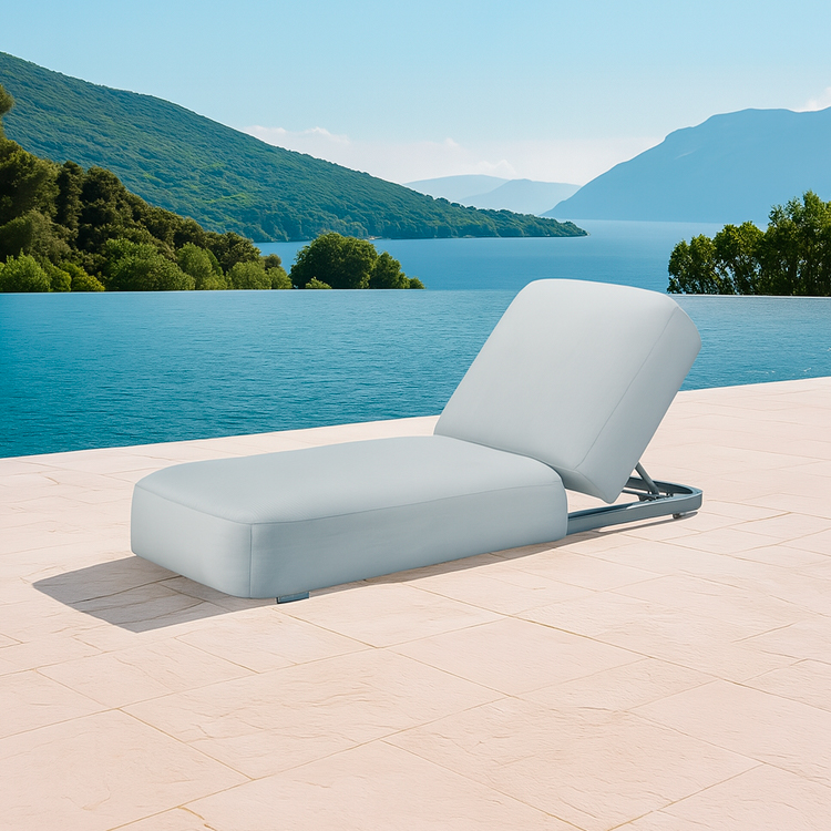 Minimalist Adjustable Waterproof Outdoor Lounge Chair Comfortable Padded Aluminum Sun Lounger for Balcony and Terrace Use
