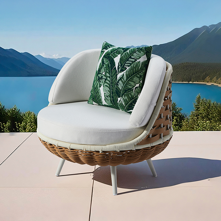 Contemporary Garden Durable Semi-Enclosed PE Wicker Outdoor Lounge Chair