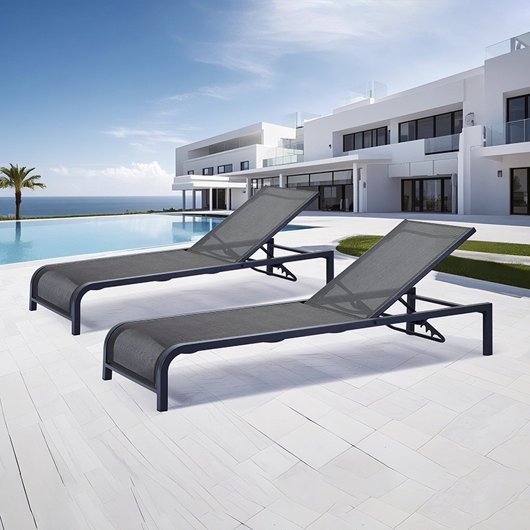 Outdoor Chaise Lounge Furniture Contemporary Aluminum Poolside Sun Lounger with Adjustable Back